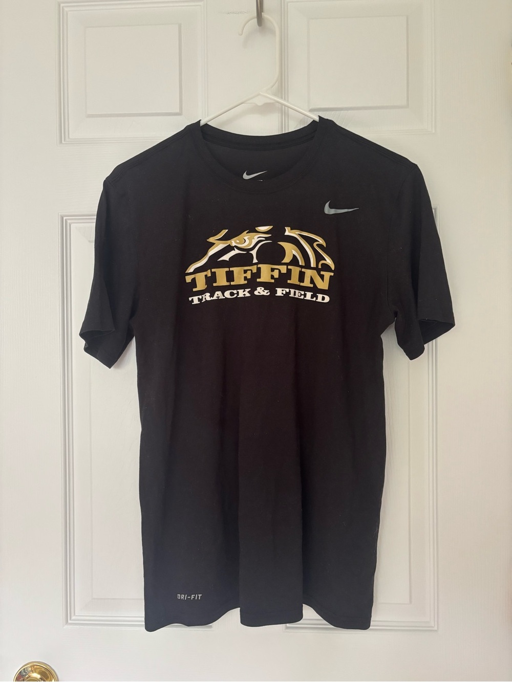 Nike Black Tiffin Track & Field Short Sleeve Tee with Gold Logo